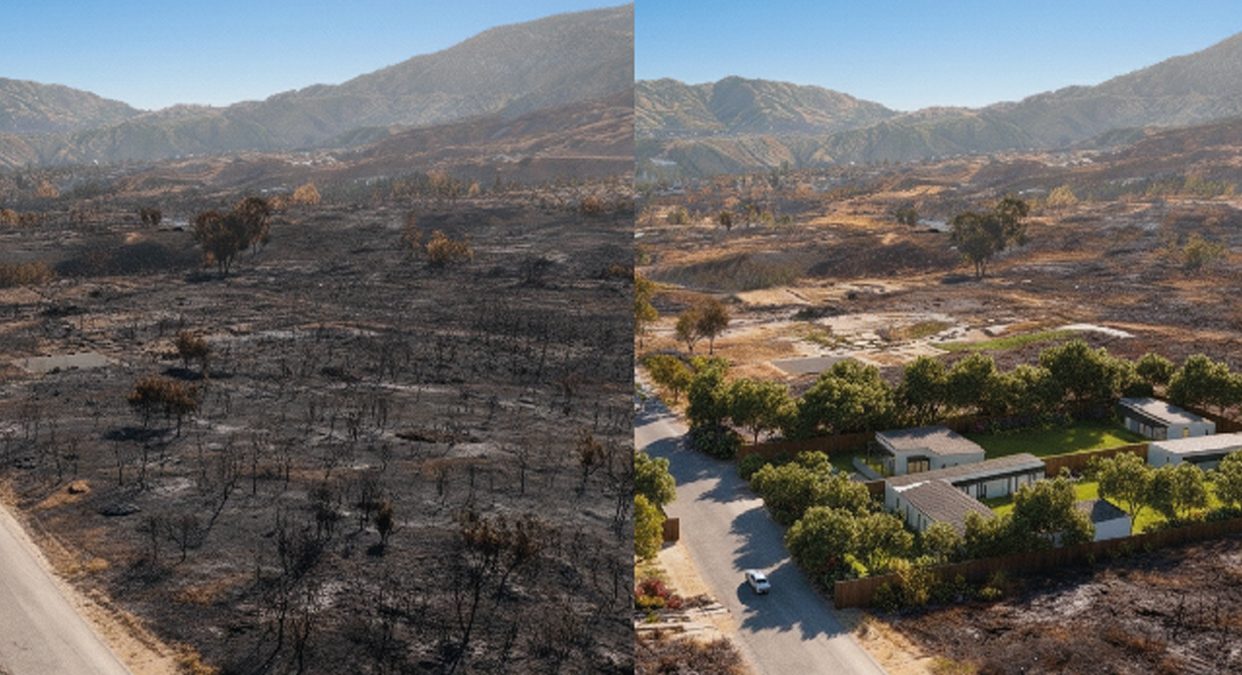 Modular home fire rebuild in California